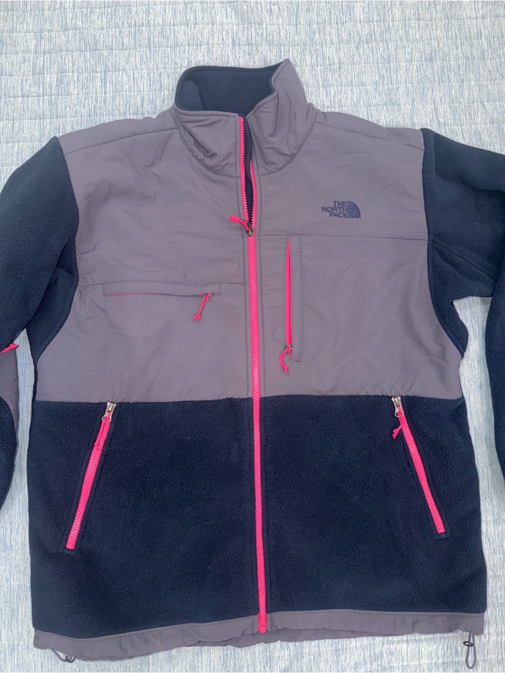 The North Face Navy Blue Fleece Jacket with Pink Zipper